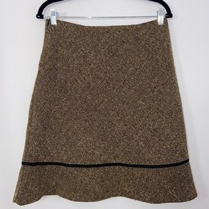 A-line Brown Tweed Fluted Hem Skirt Size 8P